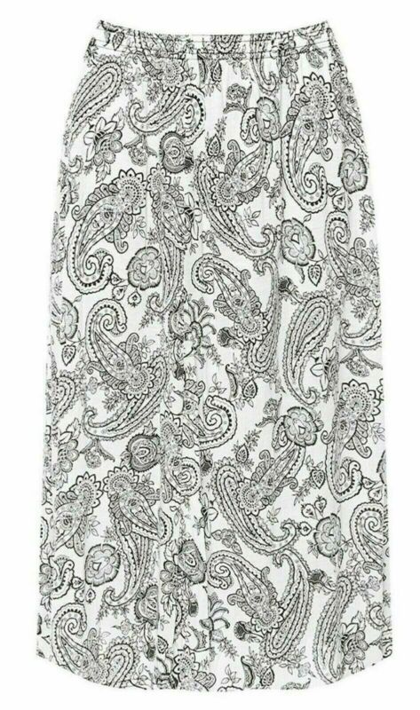 Womens Paisley Floral Printed Elasticated Stretch Skirt Waist Ladies Midi Skirt