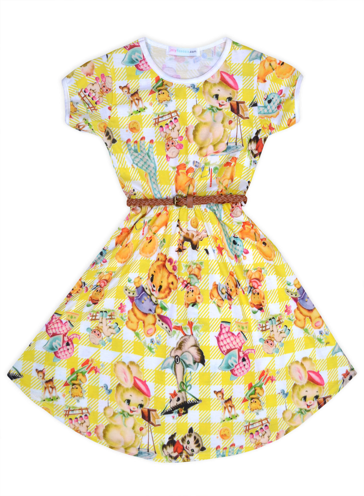 Girls Skater Dress Animal Short Sleeve Party Dresses Age 2 3 4 5 6 7 Years