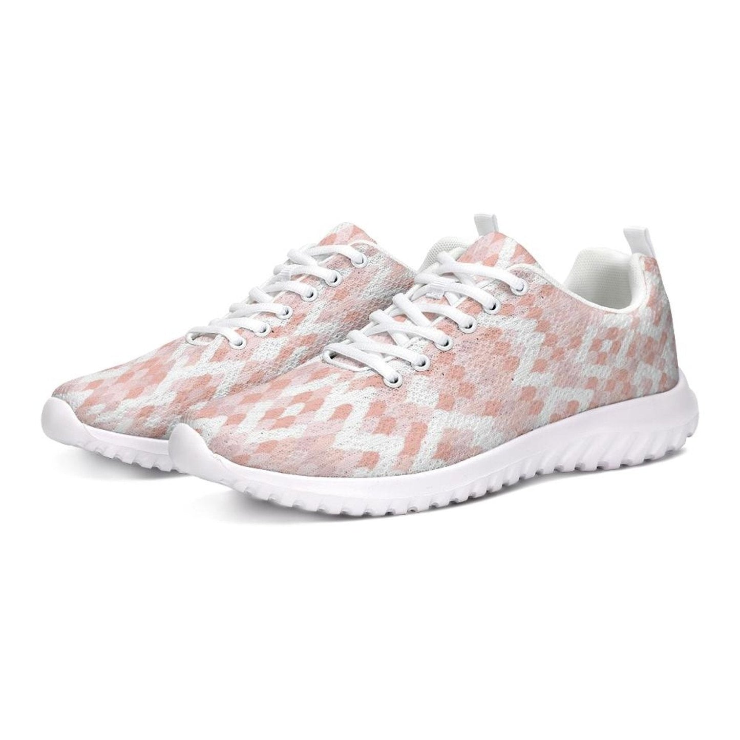 Womens Sneakers, Pink & White Low Top Canvas Running Shoes-4