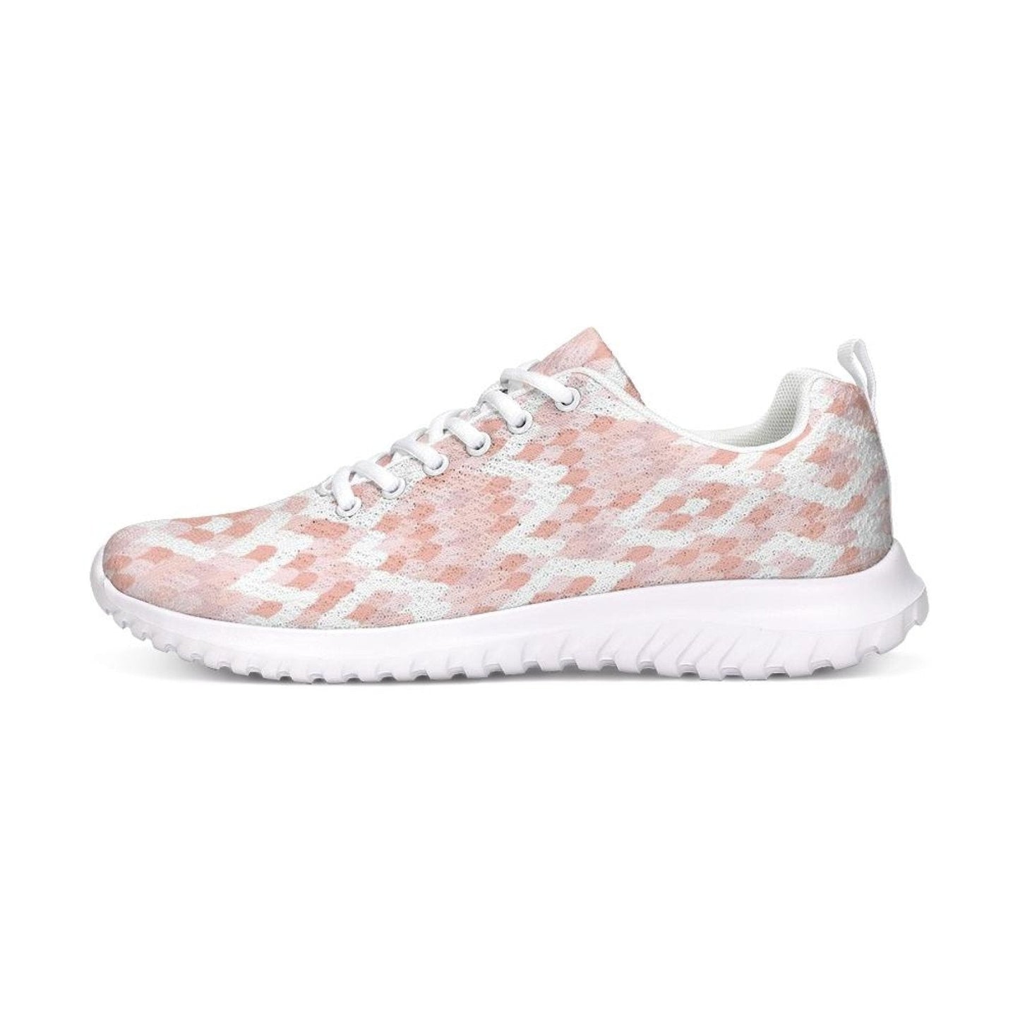 Womens Sneakers, Pink & White Low Top Canvas Running Shoes-1