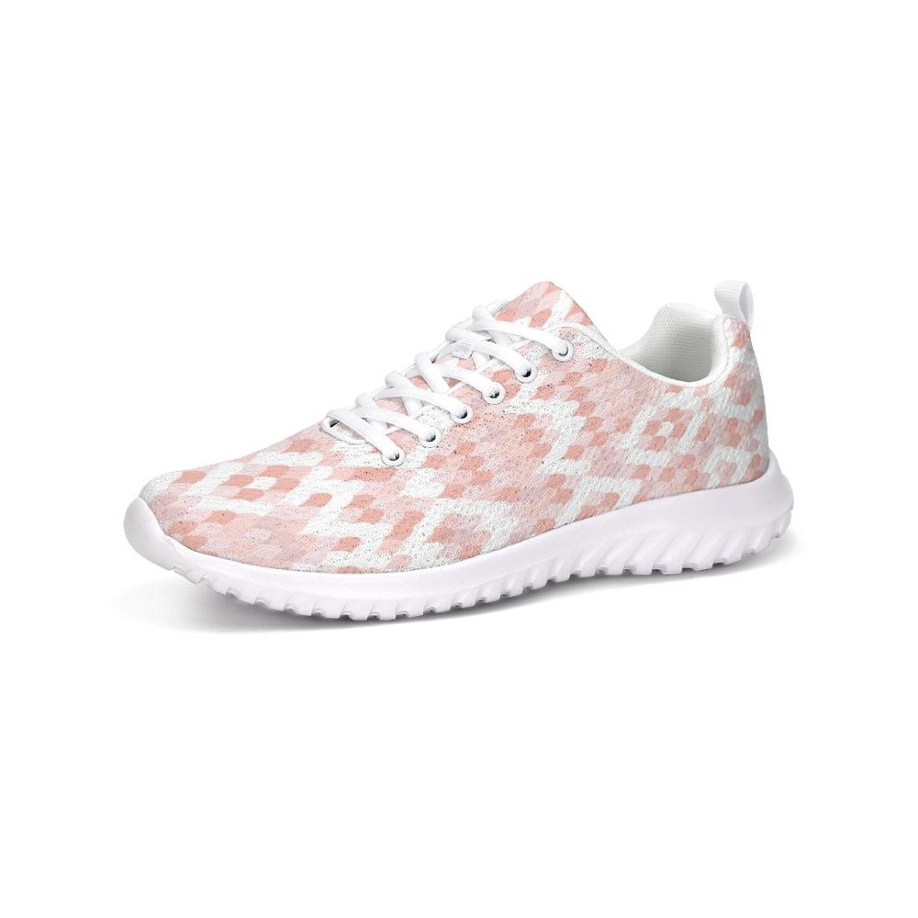 Womens Sneakers, Pink & White Low Top Canvas Running Shoes-5